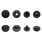 Кнопка Альфа 15мм шляпка пластик чер.резина + ответные части металл оксид (уп.~72шт) NEW STAR